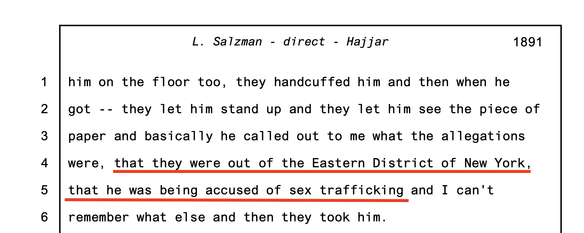 Lauren Salzman trial testimony — Mexican police told Raniere he was being accused of sex trafficking out of EDNY