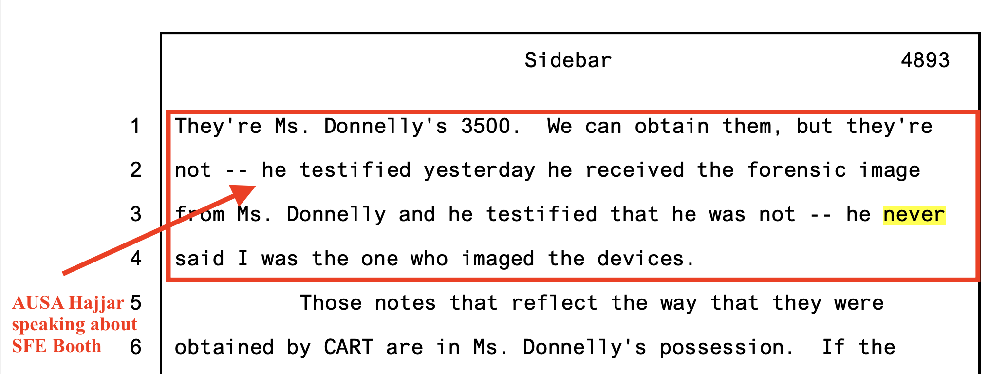 Sidebar Tr. 4893 — Hajjar: Booth 'never said I was the one who imaged the devices'