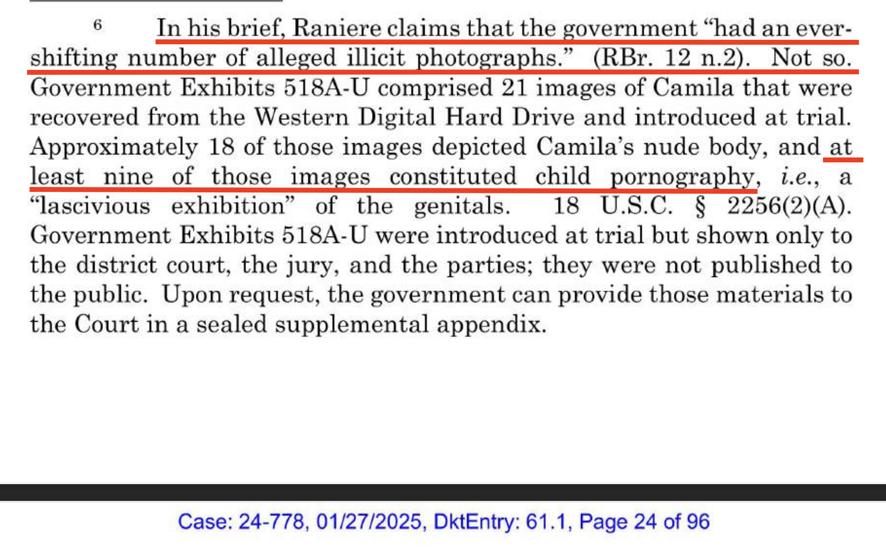 Appellate brief, Dkt. 61.1 footnote 6 (January 27, 2025) — defends it was always 'at least nine'